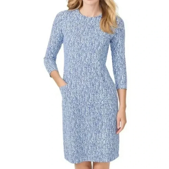 NWT J McLaughlin Catalyst Dress Catalina Cloth XS Blue Aqua Abstract Geo Print - Picture 1 of 10